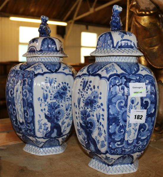 A pair of modern Delft jars